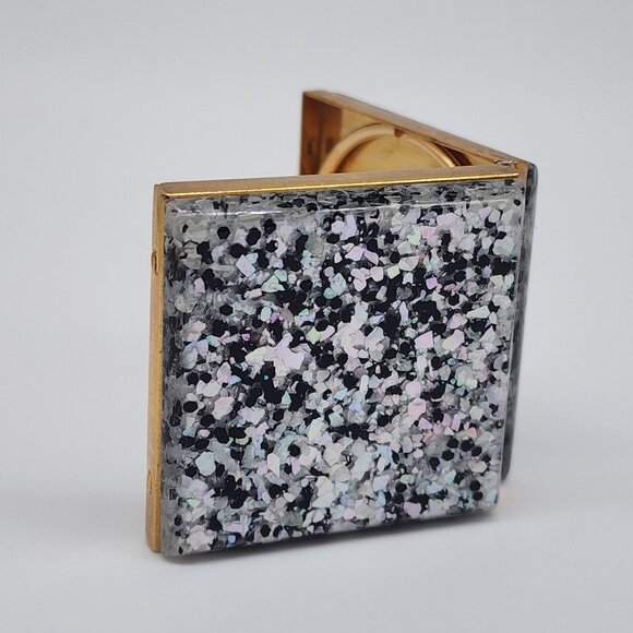 Vintage Speckled Confetti Brass & Lucite Pocket Picture Frame Brass Interior - Picture 5 of 11